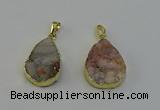 NGP6390 20*30mm - 25*30mm flat teardrop druzy agate pendants