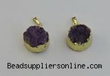 NGP6404 20mm - 22mm coin druzy amethyst pendants wholesale