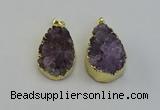 NGP6406 22*30mm - 25*35mm teardrop druzy amethyst pendants