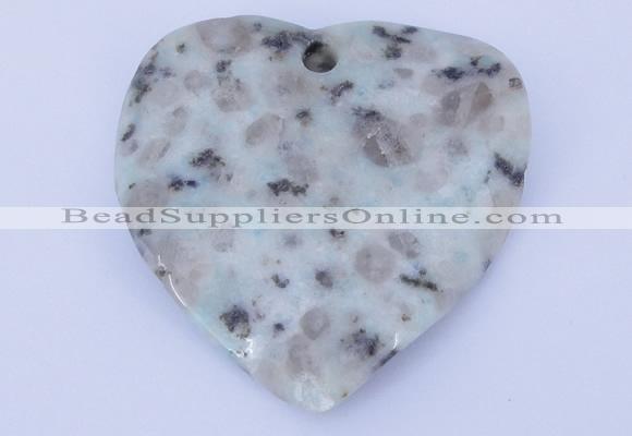 NGP642 5pcs 50*50mm heart kiwi stone pendants jewelry wholesale