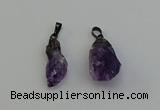 NGP6420 12*28mm - 15*30mm nuggets amethyst gemstone pendants