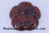 NGP643 5pcs 6*40mm flower mahogany obsidian gemstone pendants