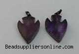 NGP6455 22*28mm - 25*35mm arrowhead amethyst gemstone pendants