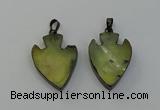 NGP6456 22*28mm - 25*35mm arrowhead green rutilated quartz pendants