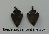 NGP6458 22*28mm - 25*35mm arrowhead smoky quartz pendants