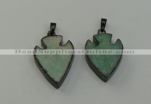 NGP6460 22*28mm - 25*35mm arrowhead amazonite gemstone pendants