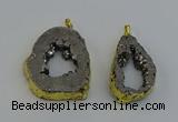 NGP6506 30*40mm - 35*45mm freeform plated druzy agate pendants