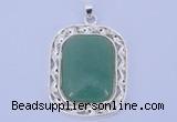 NGP652 5pcs 38*40mm rectangle brass with green aventurine pendants