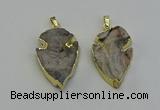 NGP6552 25*35mm - 26*40mm arrowhead druzy agate pendants