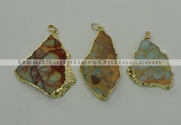 NGP6561 30*40mm - 45*55mm freeform serpentine jasper pendants