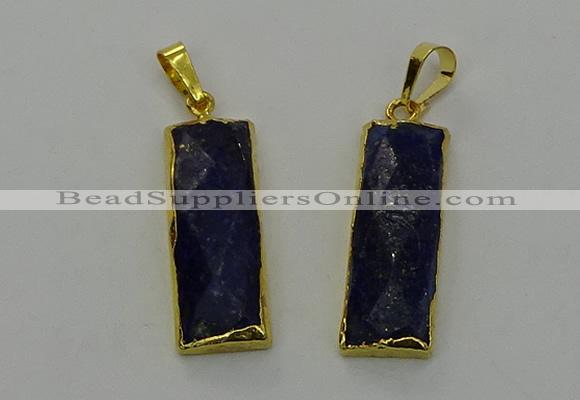 NGP6567 14*30mm - 15*38mm faceted rectangle lapis lazuli pendants