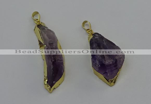 NGP6602 15*50mm - 25*45mm freeform druzy amethyst pendants