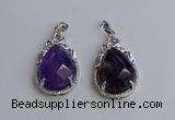 NGP6609 22*30mm faceted teardrop amethyst gemstone pendants