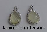 NGP6611 22*30mm faceted teardrop lemon quartz gemstone pendants