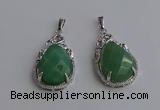 NGP6616 22*30mm faceted teardrop green aventurine gemstone pendants