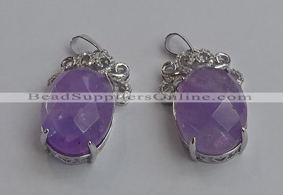 NGP6630 18*25mm faceted oval light amethyst gemstone pendants