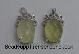 NGP6633 18*25mm faceted oval lemon quartz gemstone pendants