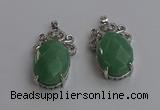 NGP6638 18*25mm faceted oval green aventurine gemstone pendants