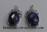 NGP6643 18*25mm faceted oval lapis lazuli gemstone pendants