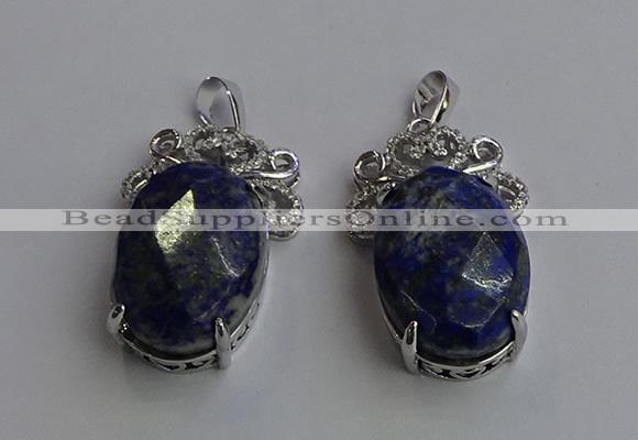 NGP6643 18*25mm faceted oval lapis lazuli gemstone pendants