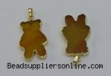 NGP6660 22*38mm Animal or V-shaped agate gemstone pendants