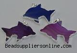 NGP6675 28*42mm - 30*45mm dolphin agate gemstone pendants