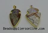 NGP6693 20*35mm - 30*45mm arrowhead agate gemstone pendants