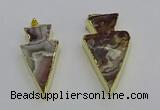 NGP6695 20*40mm - 25*45mm arrowhead agate gemstone pendants