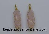 NGP6731 13*40mm sticks rose quartz gemstone pendants wholesale