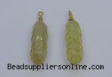 NGP6739 13*40mm sticks lemon quartz gemstone pendants wholesale