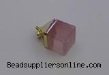 NGP6761 15*22mm cube rose quartz gemstone pendants wholesale