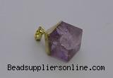 NGP6765 15*22mm cube light amethyst gemstone pendants wholesale