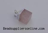 NGP6781 15*22mm cube rose quartz gemstone pendants wholesale