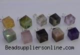 NGP6799 15*22mm cube mixed gemstone pendants wholesale