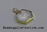 NGP6800 24*25mm hexagon white crystal gemstone pendants wholesale