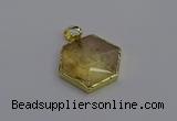 NGP6803 24*25mm hexagon citrine gemstone pendants wholesale