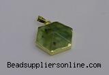 NGP6810 24*25mm hexagon green qutilated quartz pendants wholesale