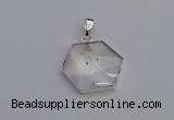 NGP6820 24*25mm hexagon white crystal gemstone pendants wholesale