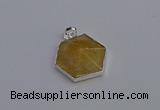 NGP6823 24*25mm hexagon citrine gemstone pendants wholesale