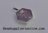 NGP6825 24*25mm hexagon light amethyst gemstone pendants wholesale