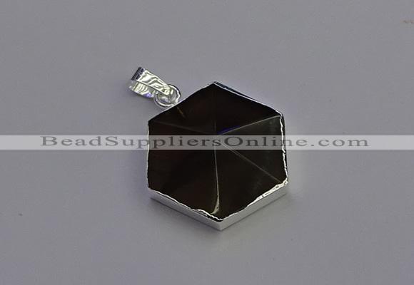 NGP6828 24*25mm hexagon smoky quartz pendants wholesale