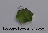 NGP6830 24*25mm hexagon green qutilated quartz pendants wholesale