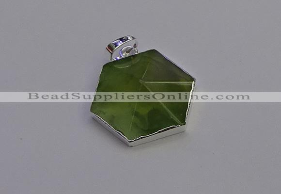 NGP6830 24*25mm hexagon green qutilated quartz pendants wholesale