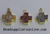 NGP6841 22*22mm - 24*24mm cross druzy agate pendants wholesale