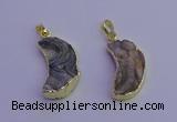 NGP6850 20*30mm - 22*35mm moon-shaped druzy agate pendants