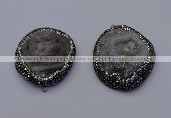 NGP6855 30*45mm - 35*45mm freeform druzy agate pendants