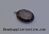 NGP6859 20*25mm oval rose quartz pendants wholesle