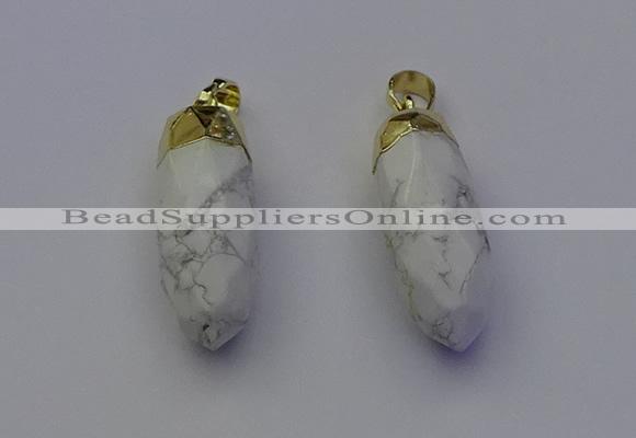 NGP6880 12*30mm - 15*30mm faceted bullet white howlite pendants