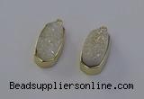 NGP6906 10*22mm - 12*25mm freeform plated druzy quartz pendants