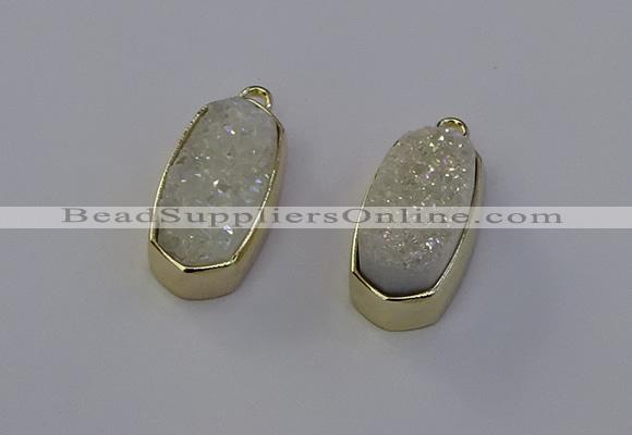 NGP6906 10*22mm - 12*25mm freeform plated druzy quartz pendants